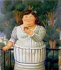 Fernando Botero En El Balcon painting